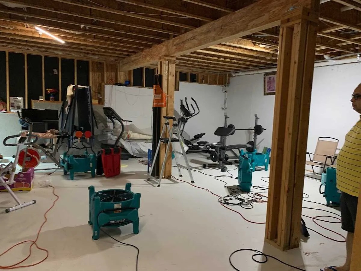 Basement drying equipment setup for Contents Cleaning & Restoration in Sutherlin